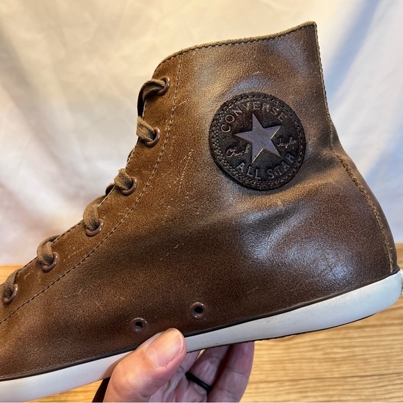 Converse Chuck Taylor All Star Hi Tops Brown Leather Size 10 - Picture 9 of 12